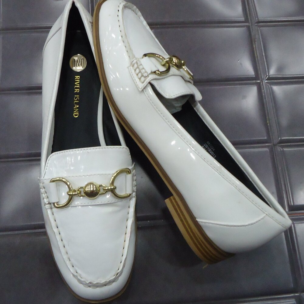 SIZE 8 /41. River Island patent pu leather loafer shoes.